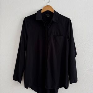 Athleta Long Sleeve Button Up Loose Fitting Black Collared Shirt Blouse